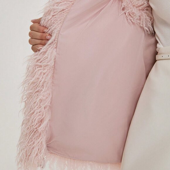 Pink Party Women's Fluffy Long Hair Tank Top Jacket - Picture 8 of 8